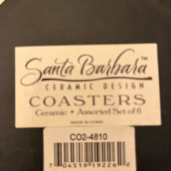 Santa Barbara Olive Party 6 PC  Coaster Ceramic Design Micheal Godard NEW - Picture 3 of 4